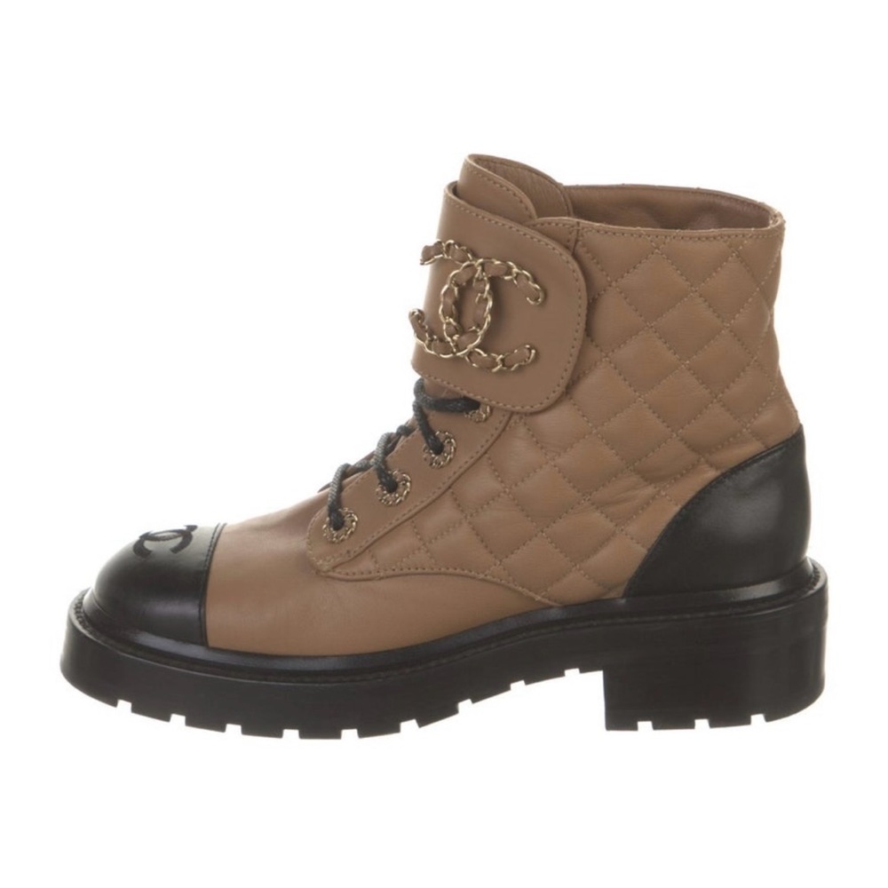 Chanel lambskin combat boot